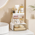 2 Tier Makeup Organizer for Bathroom Vanity Countertop with Drawer