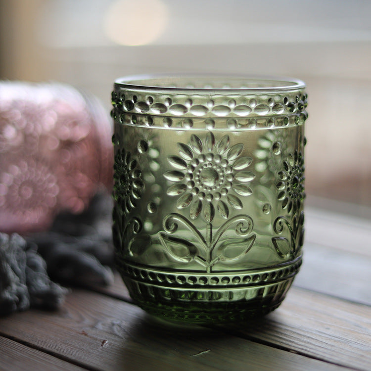 Vintage Floral Drinking Glass