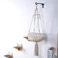 Macrame Boho Cat Hammock Wall Mounted Hanging Cat Bed with 3 Steps