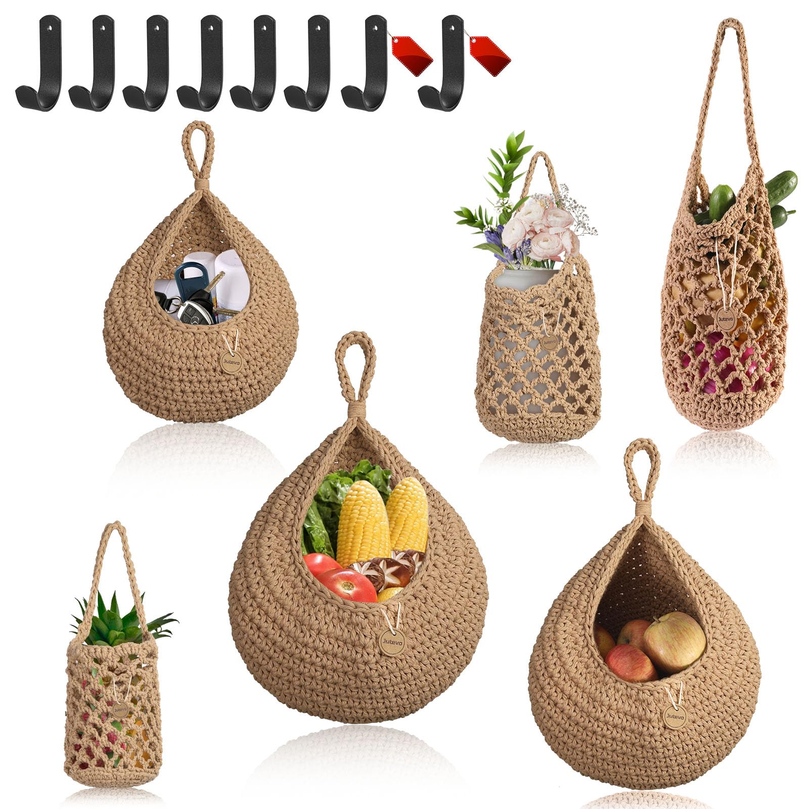 Wall Hanging Fruit Basket for Kitchen Wove Fruit Hanging Wall Storage Vegetable Basket for Kitchen Organizing Boho Potato Storage Onion Basket Wicker Hanging Fruit Hammock Produce Basket Organizer