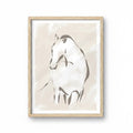 Boho Horse Line Art Framed Canvas Wall Decor 12x16 in Natural Oak Wood Frame