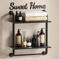Rustic Pipe Industrial Floating Shelves in Black