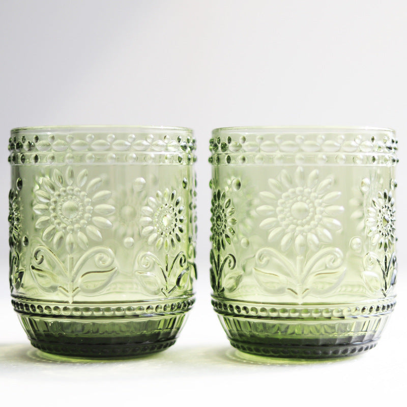 Vintage Floral Drinking Glass