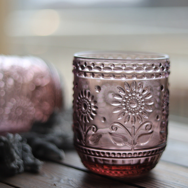 Vintage Floral Drinking Glass