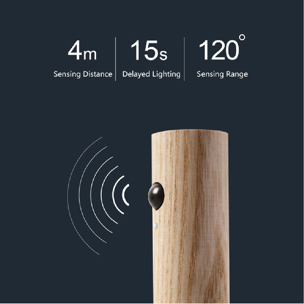 Magnetic Motion Sensor LED Night Light with Wooden Base