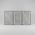 Mid-Century Modern Framed Wall Art Set of 3 Abstract Boho Black Line Decor 16x24 Inch