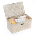 Sumnacon Wicker Basket with Lid Rectangle Woven Baskets for Toiletries