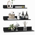 Floating Wall Shelves Set of 3 Black Metal Adhesive Shelves for Bathroom and Living Room