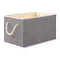 Large Collapsible Linen Storage Bin with Rope Handles in Grey