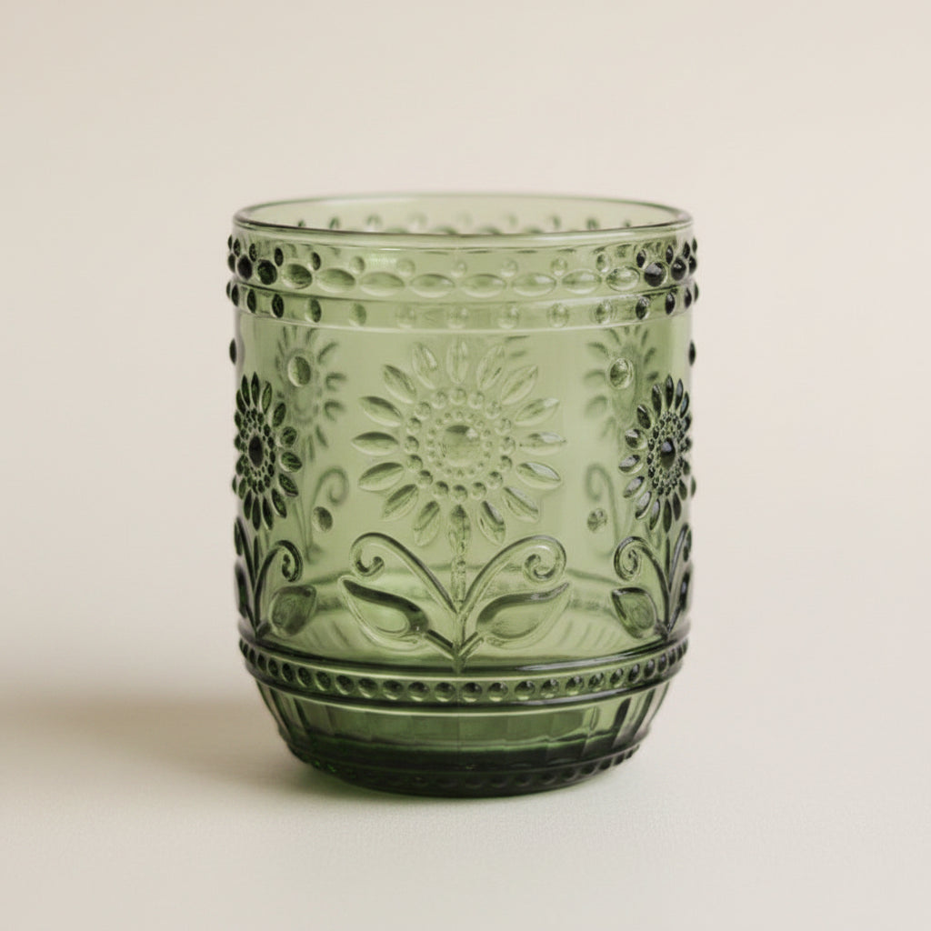 Vintage Floral Drinking Glass