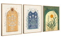 Boho Moon and Sun Canvas Wall Art Set of 3 Lily of the Valley Prints 16x24