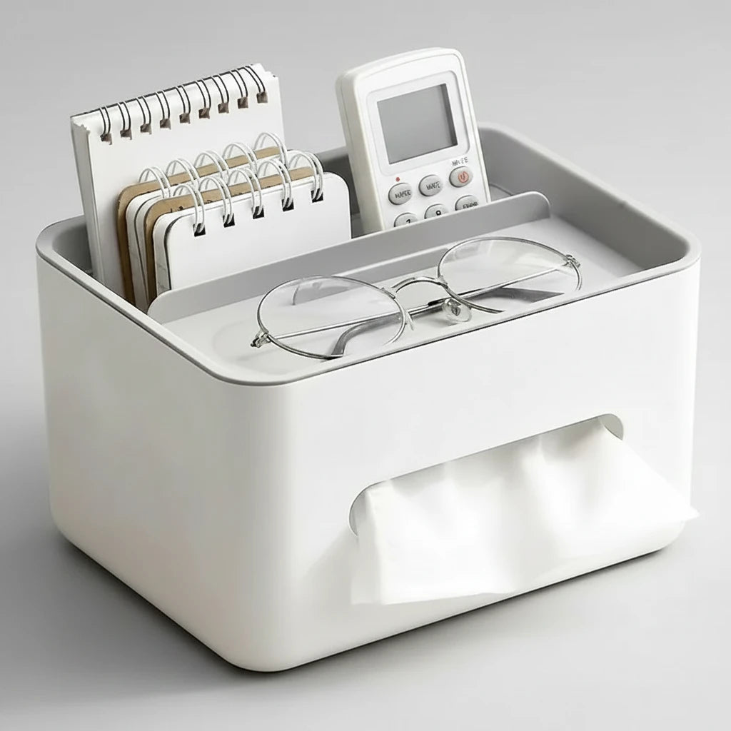Multifunctional Desk Organizer with Tissue Box Holder