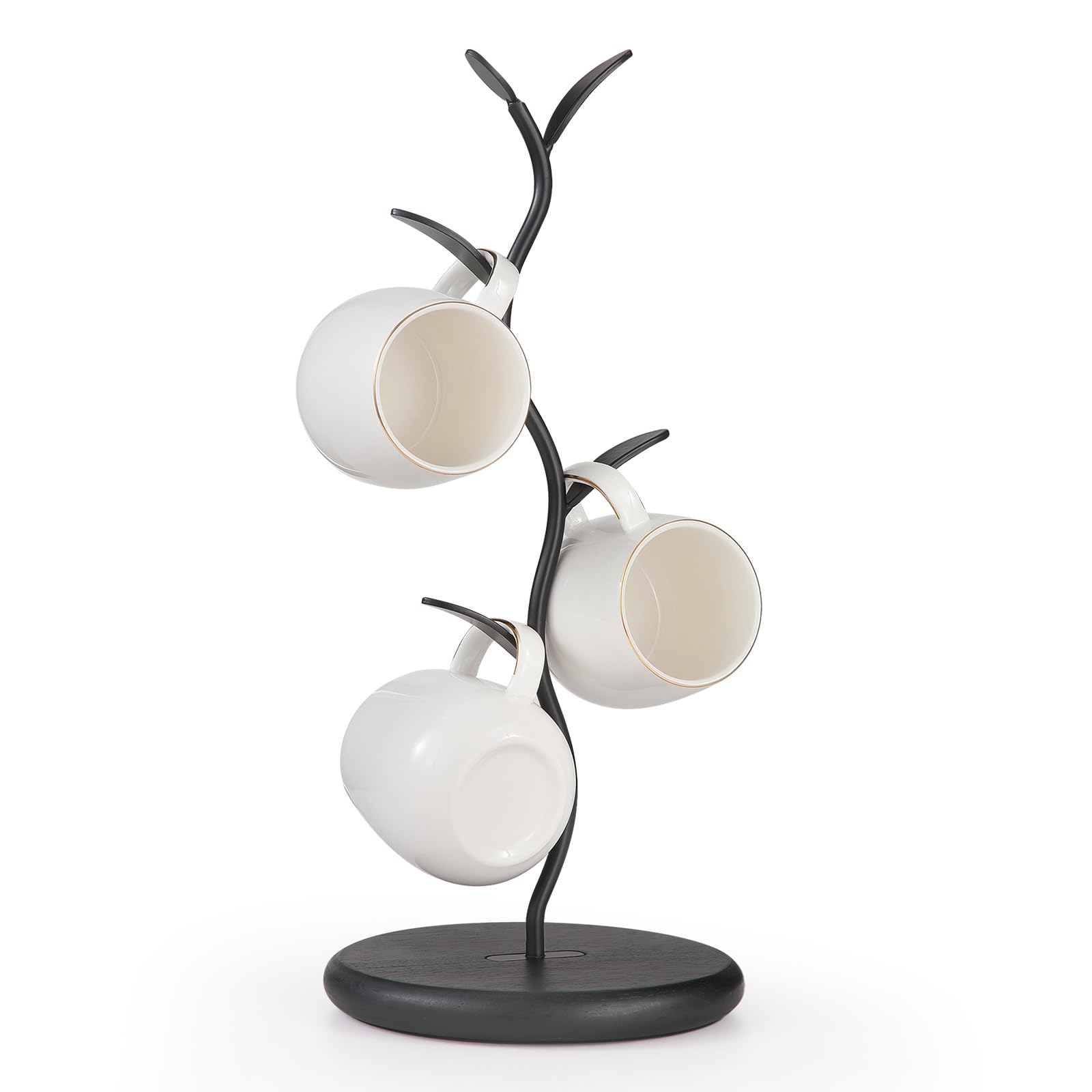 Leaf Design Wooden Mug Tree Holder