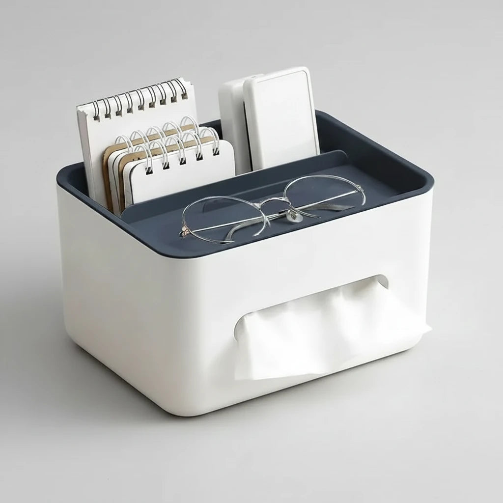 Multifunctional Desk Organizer with Tissue Box Holder