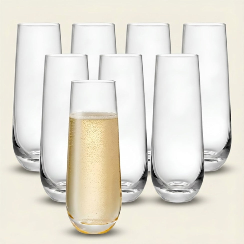 Stemless Champagne Flutes · 9.4oz · Set of 8