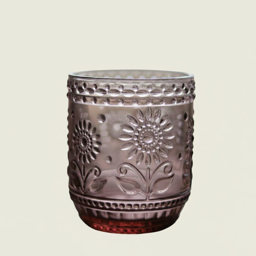 Vintage Floral Drinking Glass