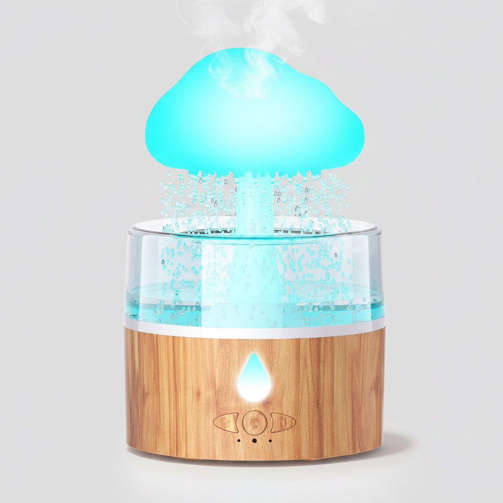 Cloud Rain Mushroom Humidifier - Aromatherapy Diffuser with 7 Color Night Light