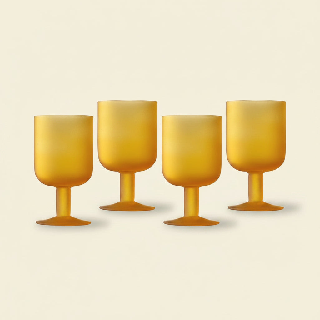 Elle Décor Frosted Glass Goblets · 8.2oz · Set of 4