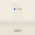 Floral Glass Straws with Cleaning Brushes — Set of 4